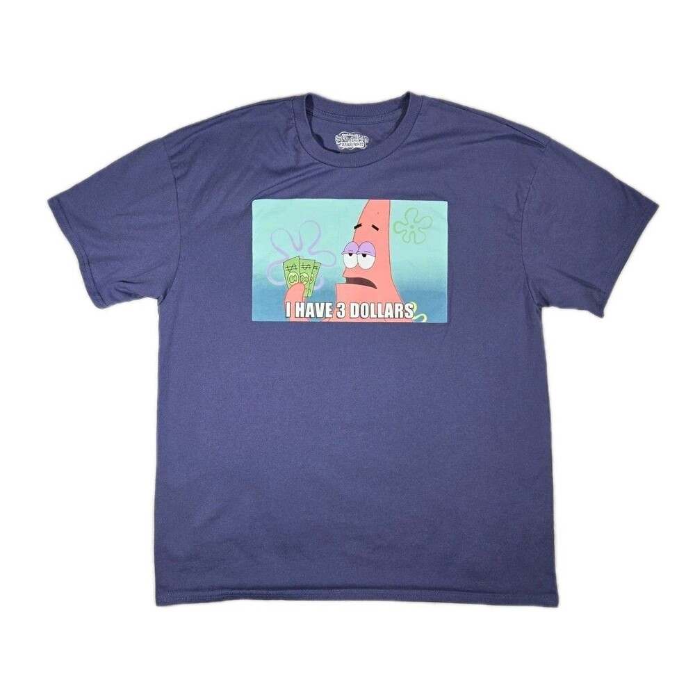 Mens Nickelodeon SpongeBob SquarePants Patrick I have 3 Dollars T Shirt XL